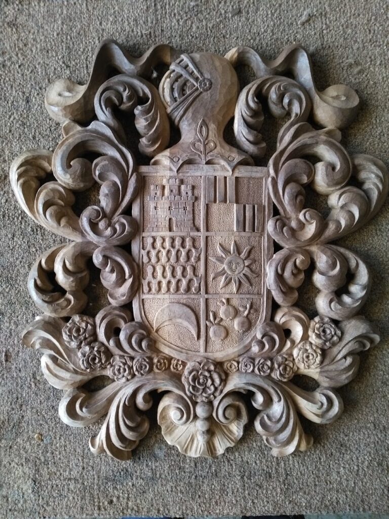 Heraldic Crest Final Design in Walnut