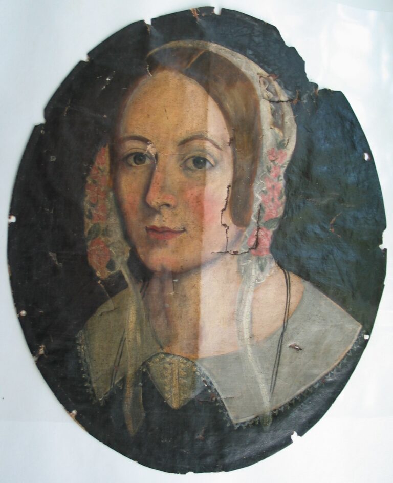 Oil Painting Portrait Conservation of Polychrome Painting on Canvas, artist unknown, ca. early Ninet