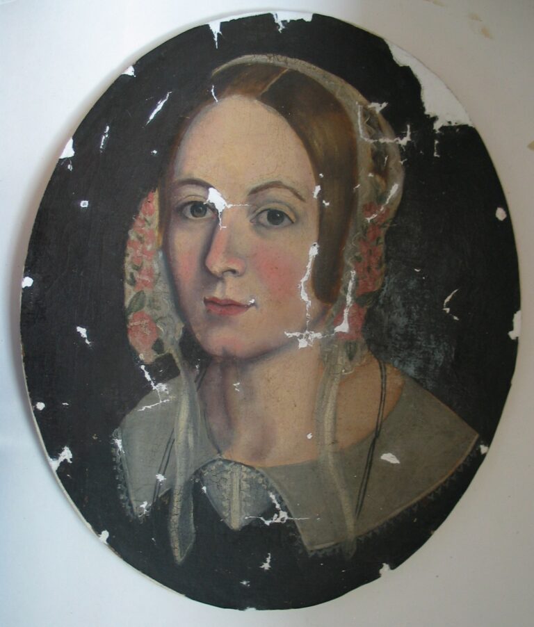 Oil Painting Portrait Conservation of Polychrome Painting on Canvas, artist unknown, ca. early Ninet