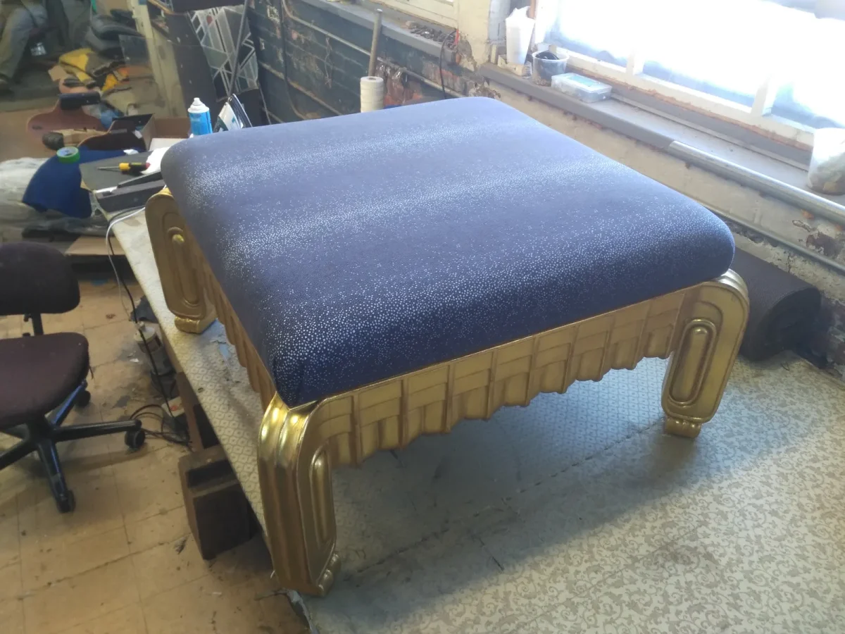 Art Deco Gilt Ottoman — Restoration & Reupholstery