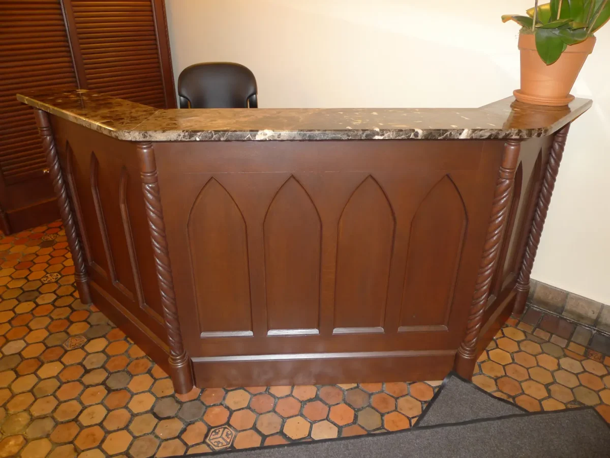 Lobby Woodwork — Desk & Cabinet Sculpting & Fabrication