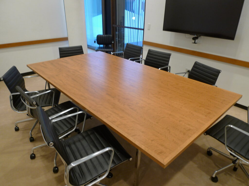 Completed custom teak conference table at Yale University
