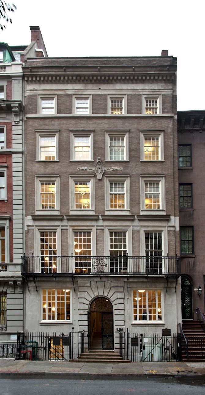 Street facade of the FDR and Sara Delano Roosevelt townhouse on East 65th Street, New York